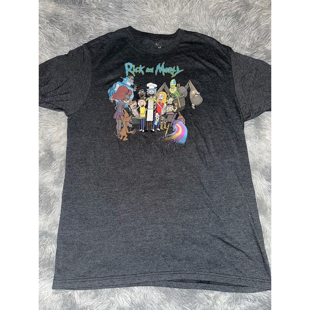 Rick and Morty Men's L T-Shirt BBQ Group Licensed Adult Swim Cartoon